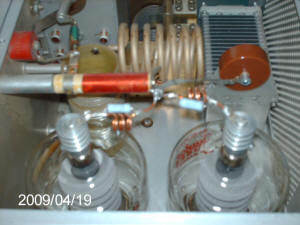 you can see why this SB-220 failed due to the funky parasitic suppression modification, this amp arced, sparked and blew the door knob capacitor a bunch of diodes and resistors...not to mention melted rf choke 2
